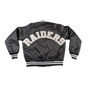 VTG Chalk Line Raiders Spell Out Jacket Mens‎ Medium Black USA Vegas Oakland 80s